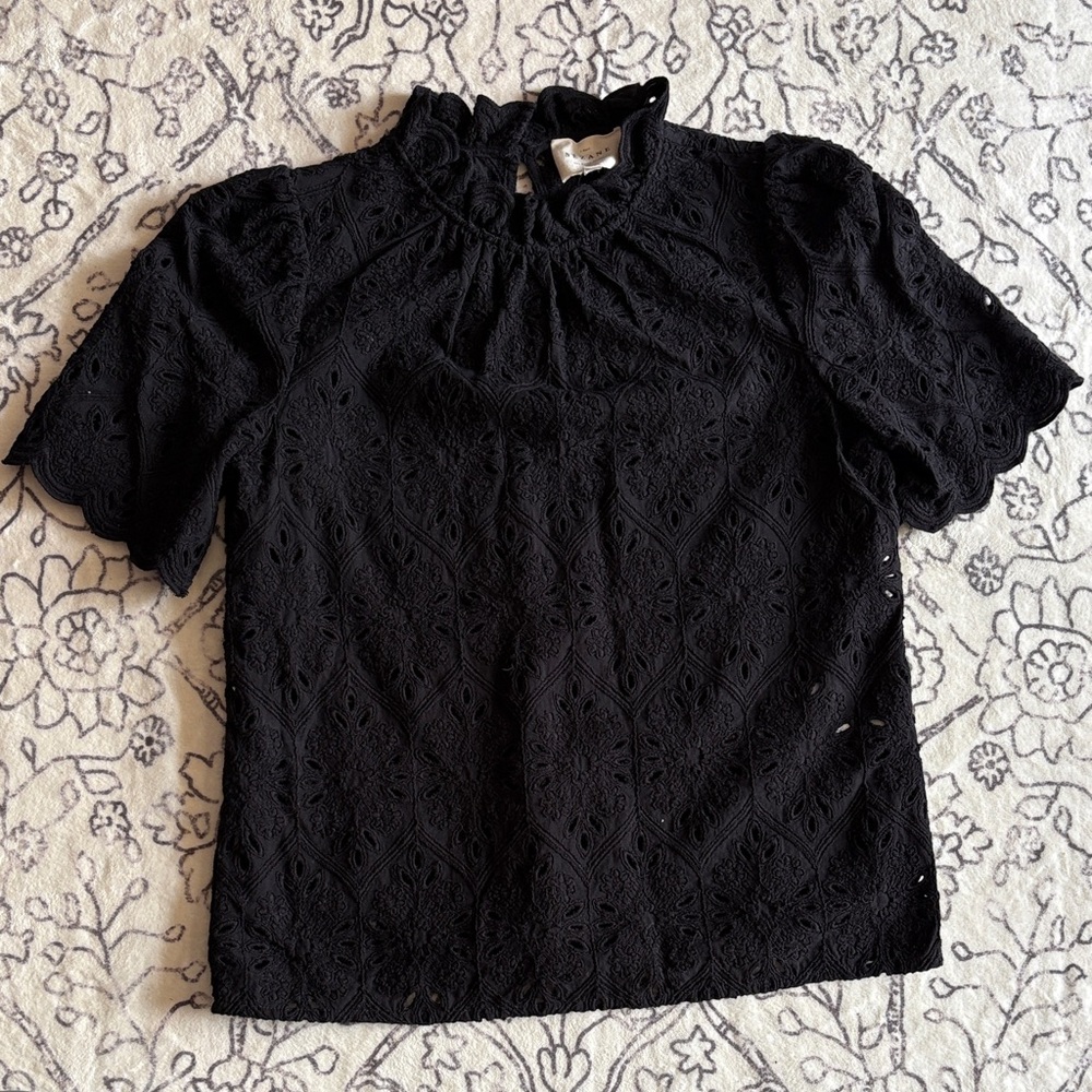 Sezane Black Lace Women's Top